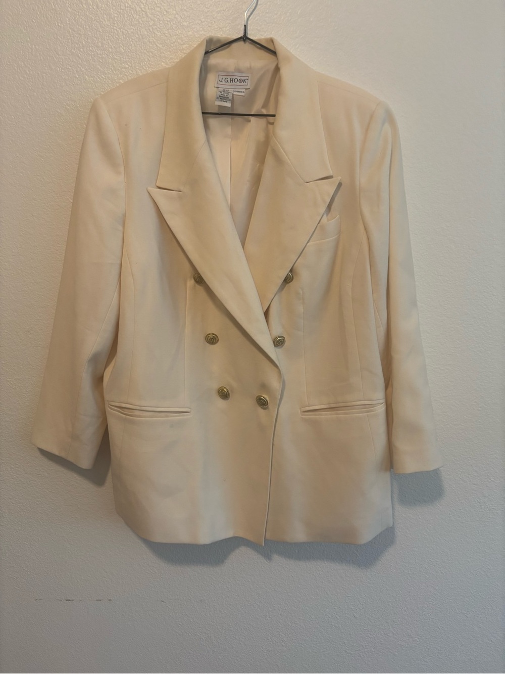 J. G. Hook Cream Double-Breasted Blazer Jacket